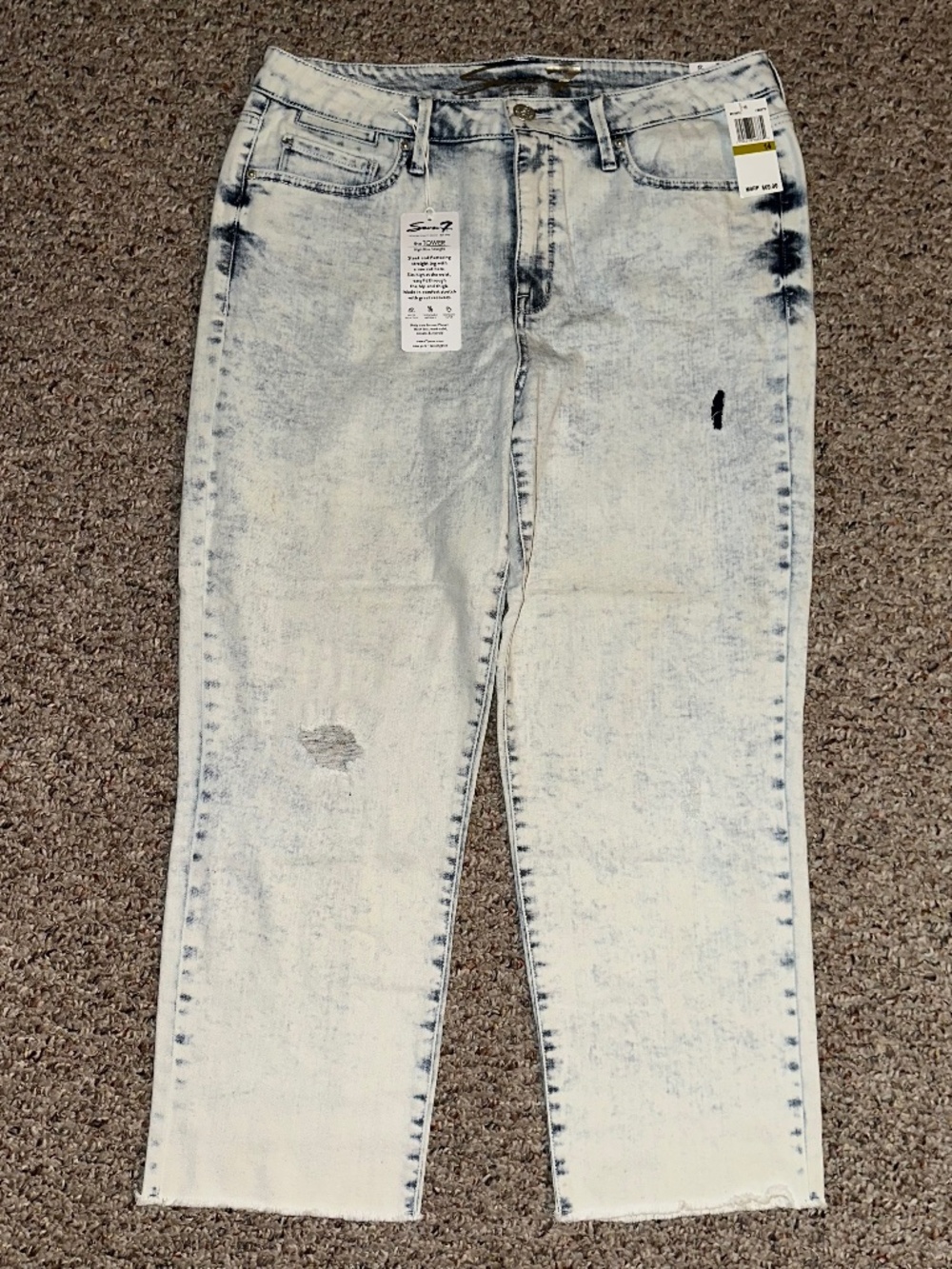 NWT Seven7 Light Wash Blue Distressed 'The Tower High Waist Straight Leg'-14